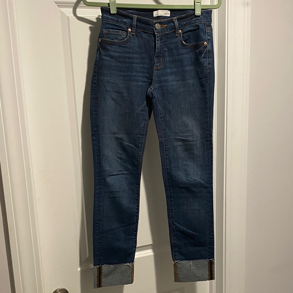 LOFT Deep Indigo Cropped Jeans